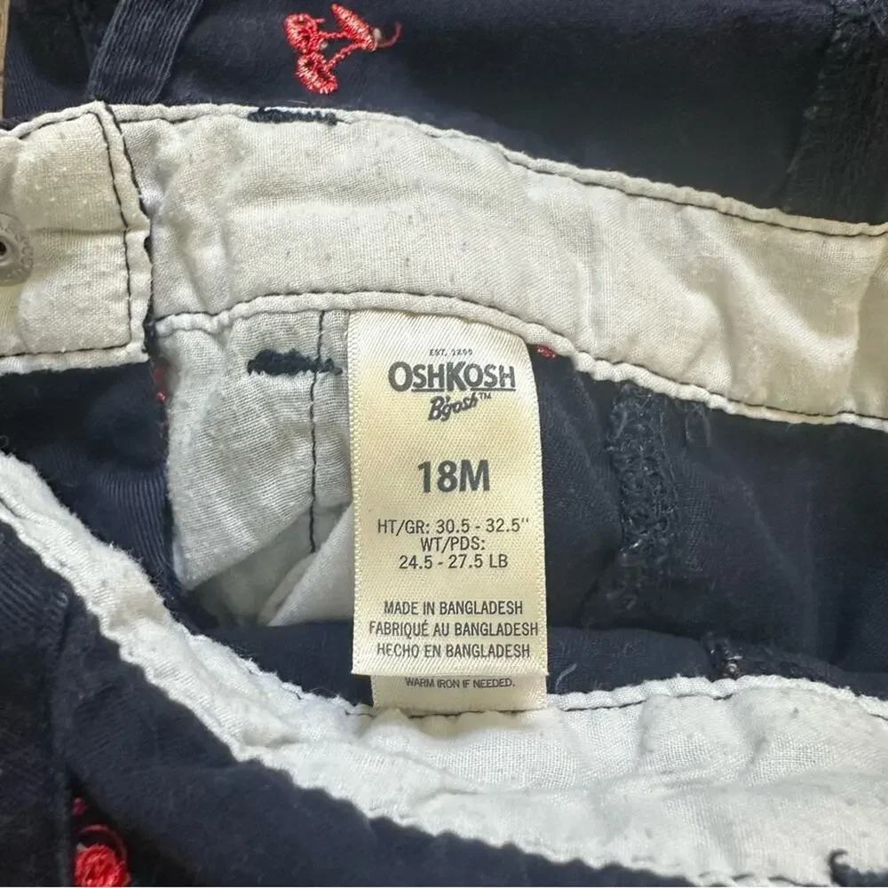 OshKosh B'gosh Overalls Navy Blue w/‎ Cherry Embroidery 🍒 Size 18m